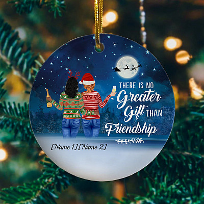 Personalized Friends Christmas Ornaments There Is No Greater Gift than Friendship Decorative Circle Ornament