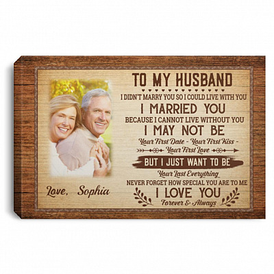 Personalized Photo To My Husband, White, 0.75'' Framed Canvas