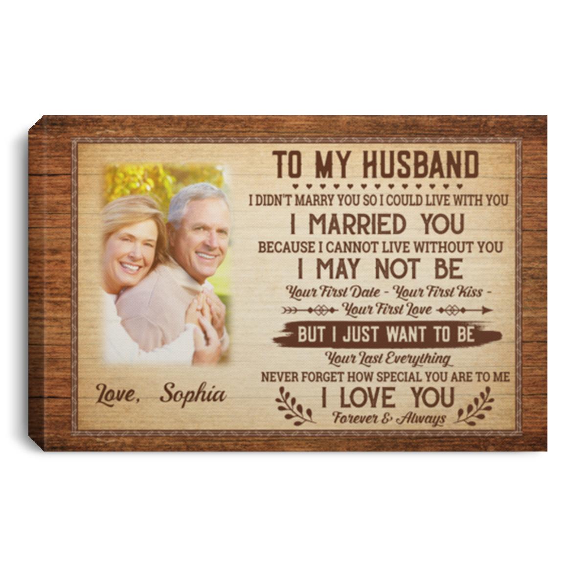 Personalized Photo To My Husband, White, 0.75'' Framed Canvas