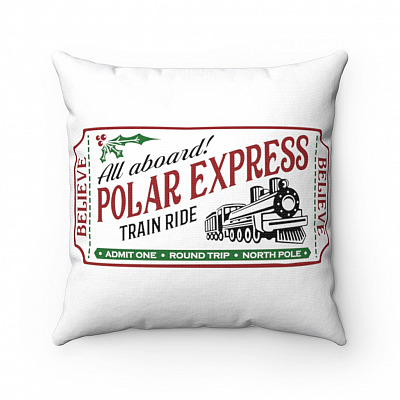 Po-lar Train Christmas Throw Pillow - Express Train North Pole Believe Sofa Cushion Decor