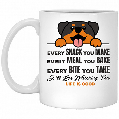 Rottweiler Ceramic Coffee Mug, White, 11 oz. White Mug