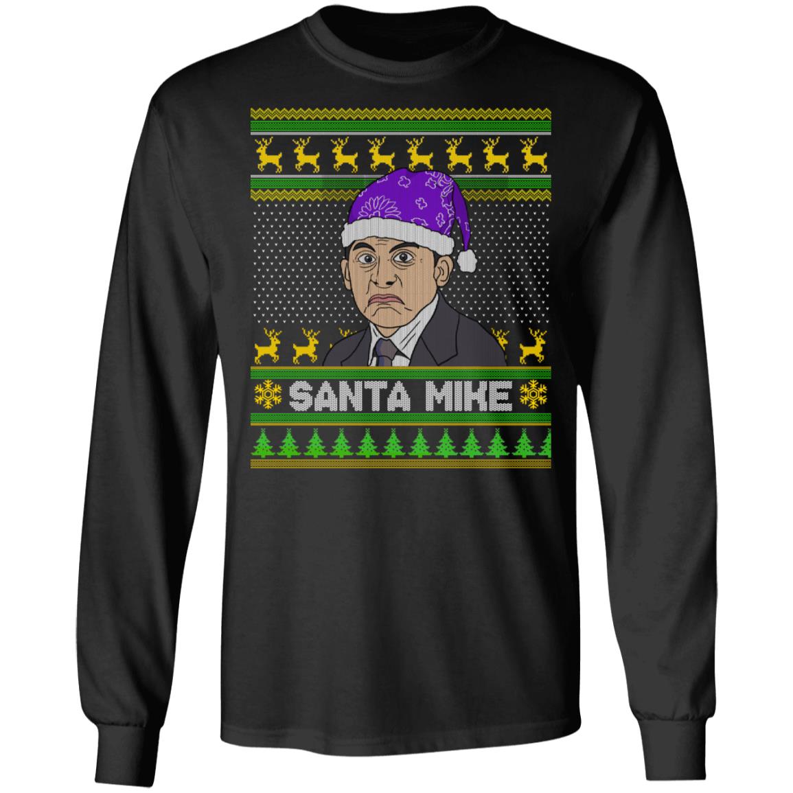 Santa Mike Funny Michael Scott Ugly Hoodie, Black, Long Sleeve