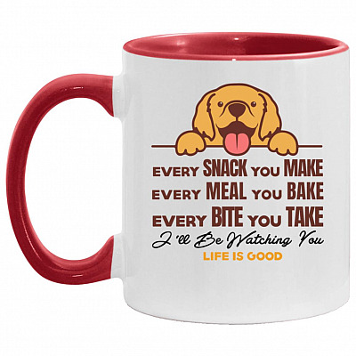 Labrador Accent Mug, White/Red, 11 oz. Accent Mug