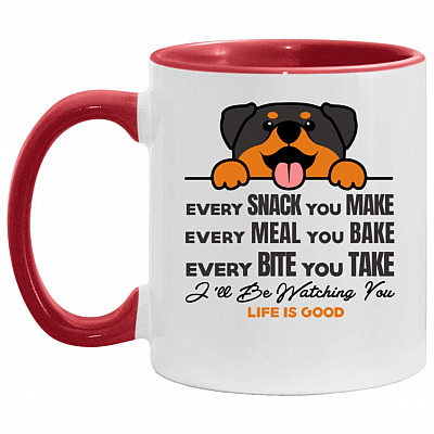 Rottweiler Accent Mug, White/Red, 11 oz. Accent Mug