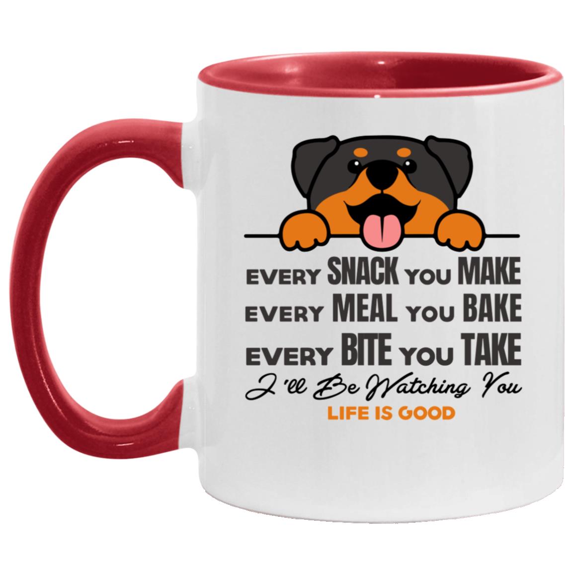 Rottweiler Accent Mug, White/Red, 11 oz. Accent Mug