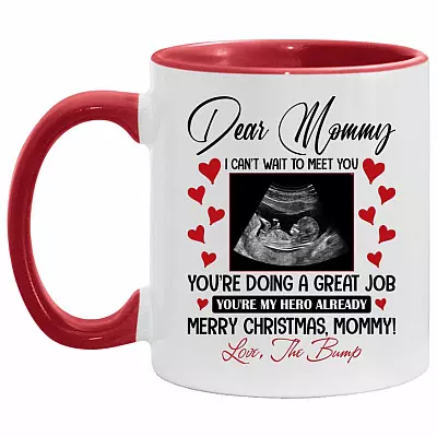 Personalized Photo Dear Mommy Accent Mug, White/Red, 11 oz. Accent Mug