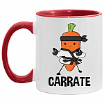Carrate Accent Mug - Funny Karate Carrot Mug, White/Red, 11 oz. Accent Mug