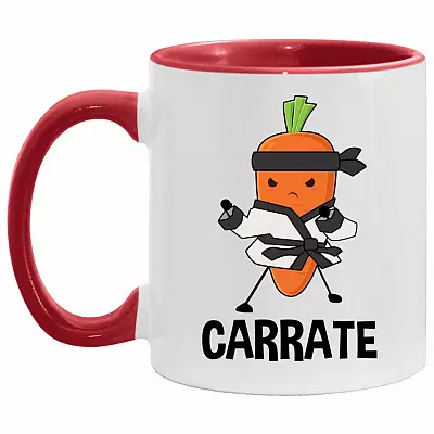 Carrate Accent Mug - Funny Karate Carrot Mug, White/Red, 11 oz. Accent Mug