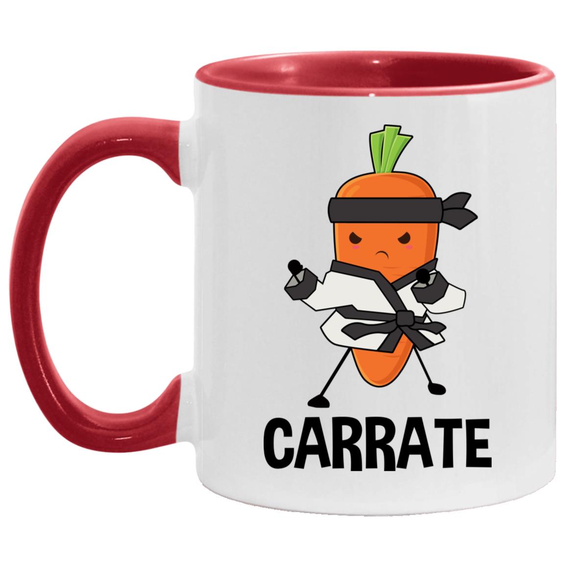 Carrate Accent Mug - Funny Karate Carrot Mug, White/Red, 11 oz. Accent Mug