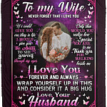 Personalized Photo To My Wife, White, Cozy Plush Fleece Blanket - 50x60