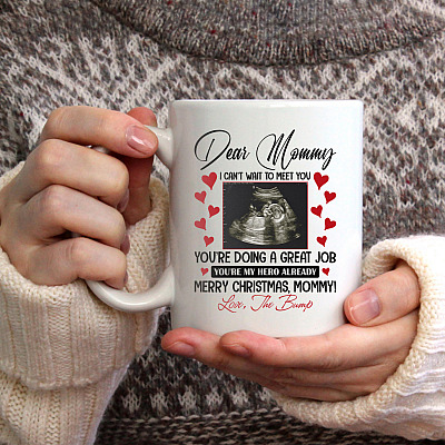 Alternative view of Personalized Photo Dear Mommy I Can't Wait To Meet You Merry Christmas Ceramic Coffee Mug - Beer Stein
