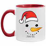 Personalized Funny Snowman Accent Mug, White/Red, 11 oz. Accent Mug