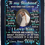 Personalized Photo To My Husband, White, Cozy Plush Fleece Blanket - 50x60