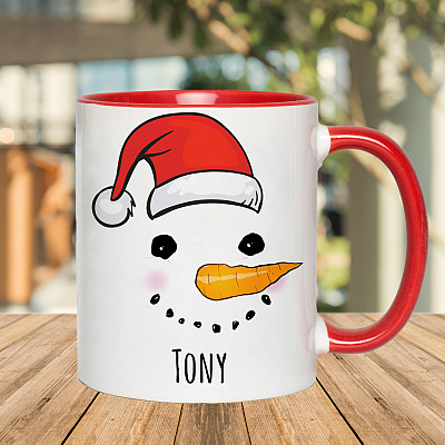 Alternative view of Personalized Funny Snowman Face Christmas 2020 Accent Mug