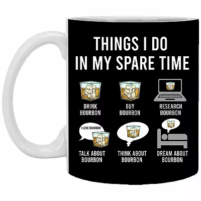 Bourbon Mug, Black, 11 oz. White Mug