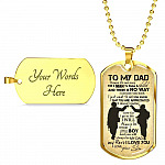 From Son To My Dad It's Not Easy To Raise A Child Army Solider Father's Day Military Dog Tag Pendant Necklace - Dog Tag (Gold Plated)