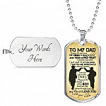 From Son To My Dad It's Not Easy To Raise A Child Army Solider Father's Day Military Dog Tag Pendant Necklace - Dog Tag (Silver)