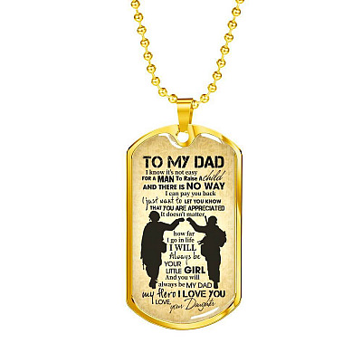 From Daughter To My Dad It's Not Easy To Raise A Child Army Solider Father's Day Military Dog Tag Necklace - Dog Tag (Gold Plated)