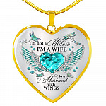 I'm Not A Widow I'm A Wife To A Husband With Dragonfly Wings Heart Necklace - In Memory Of Husband Necklace - Heart Luxury Necklace (Gold Plated)