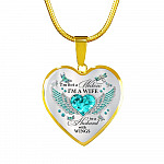 I'm Not A Widow I'm A Wife To A Husband With Dragonfly Wings Heart Necklace - In Memory Of Husband Necklace - Heart Luxury Necklace (Gold Plated)