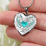 I'm Not A Widow I'm A Wife To A Husband With Dragonfly Wings Heart Necklace - In Memory Of Husband Necklace - Heart Luxury Necklace (Silver)