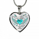 I'm Not A Widow I'm A Wife To A Husband With Dragonfly Wings Heart Necklace - In Memory Of Husband Necklace - Heart Luxury Necklace (Silver)