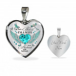 I'm Not A Widow I'm A Wife To A Husband With Dragonfly Wings Heart Necklace - In Memory Of Husband Necklace - Heart Luxury Necklace (Silver)