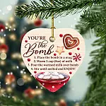You're the Bomb Place the Chocolate in the Mug Funny Valentine Christmas Couple Heart Ornament