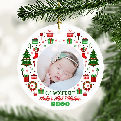 Alternative view of Personalized Custom Photo New Baby Our Favorite Gift Baby 1st Christmas Baby's Picture Frame Circle Ornament