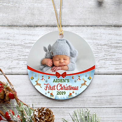 Alternative view of Custom Photo Baby First Christmas Decorative Christmas Ornament Keepsake - Holiday Ornament