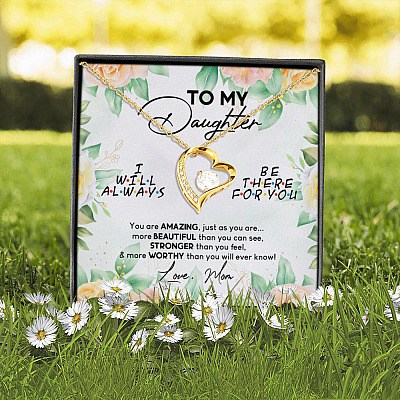 To My Daughter You Are Amazing I'll Always Be There Forever Love Pendant Necklace