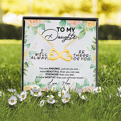 To My Daughter You Are Amazing I'll Always Be There Infinity Heart Pendant Necklace