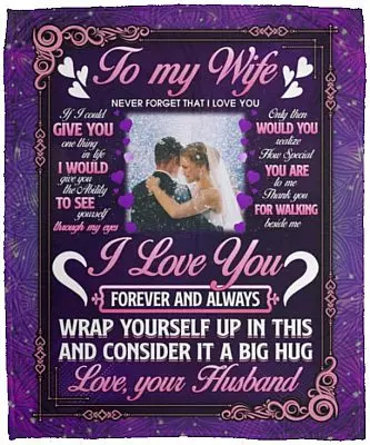 Personalized Photo To My Wife, White, Cozy Plush Fleece Blanket - 50x60