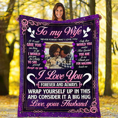 Alternative view of Personalized Photo To My Wife Never Forget That I Love You Fleece Blanket - Wife Custom Photo Sherpa Blanket