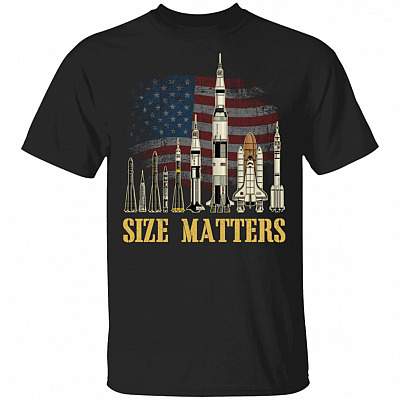 Rocket Size Matters Vintage Retro T-Shirt, Black, Unisex T-Shirt