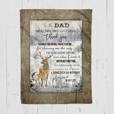 Alternative view of Personalized To My Dad Mink Blanket - Thanks For Being There For Me For Showing Me The Way Woven Blanket