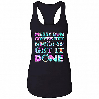 Get It Done Cotton Tank Top, Black, Ladies Racerback Tank