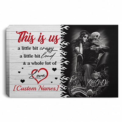 Personalized Biker This Is Us, White, 0.75'' Framed Canvas