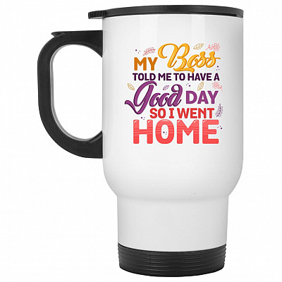 14 oz. White Travel Mug