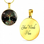 Colorful Tree Of Life Circle Pendant Necklace - Circle Luxury Necklace (Gold Plated)