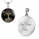 Colorful Tree Of Life Circle Pendant Necklace - Circle Luxury Necklace (Silver)