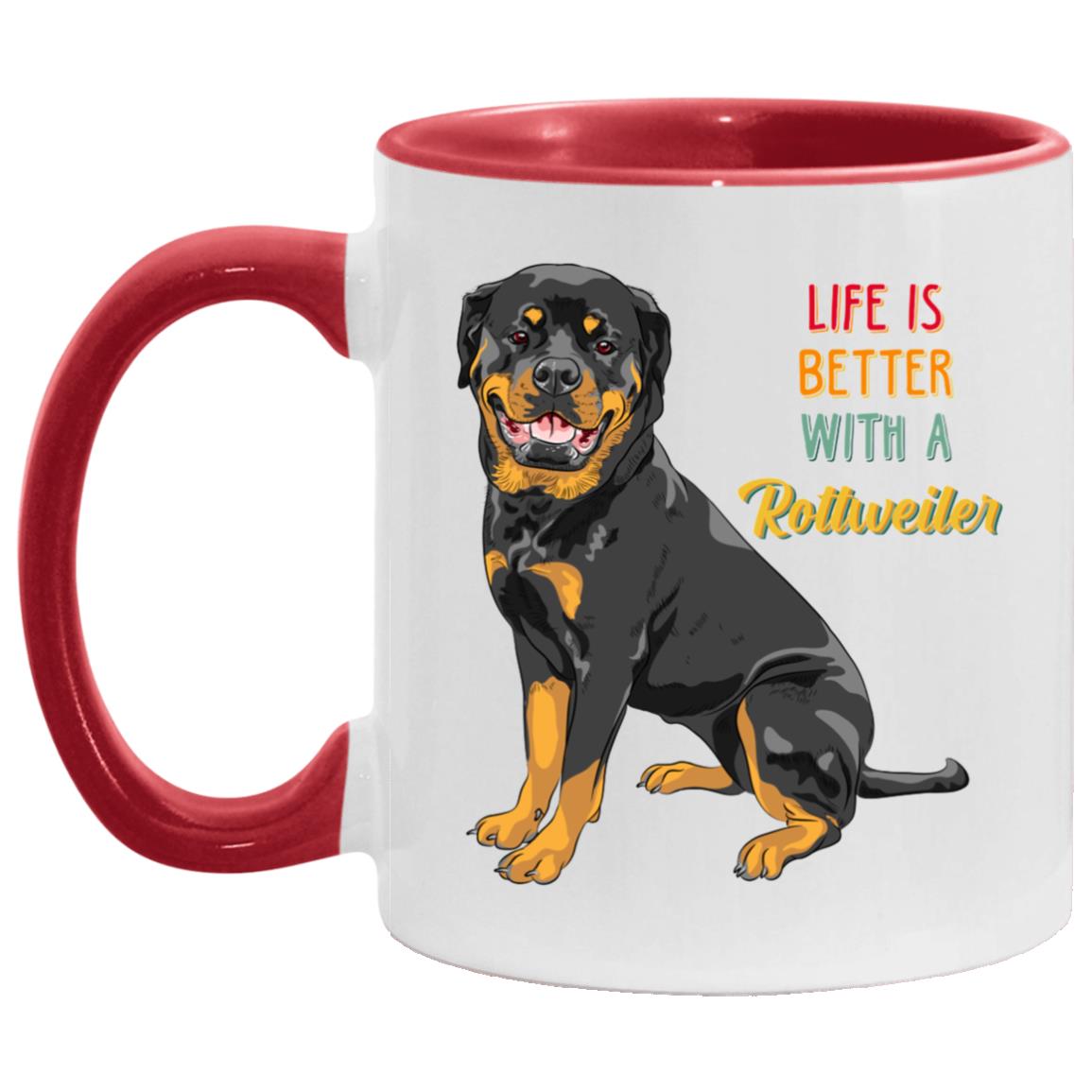 Rottweiler Accent Mug, White/Red, 11 oz. Accent Mug
