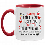 Personalized I Met You Accent Mug, White/Red, 11 oz. Accent Mug