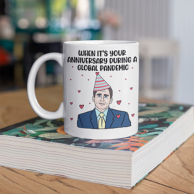 Alternative view of Anniversary During A Global Pandemic Ceramic Coffee Mug - Beer Stein - Water Bottle - Color Changing Mug