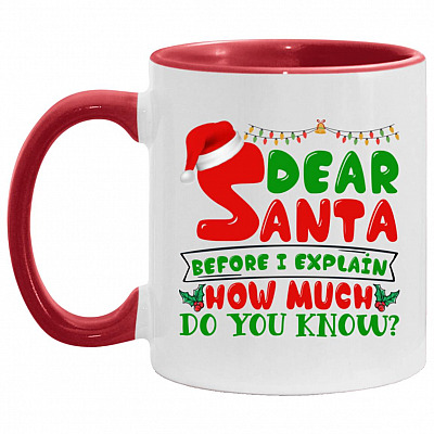 Santa Mug, White/Red, 11 oz. Accent Mug