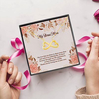 My Bonus Mom The Love That We Share Stepmom Infinity Heart Pendant Necklace - Unbiological Mom Necklace