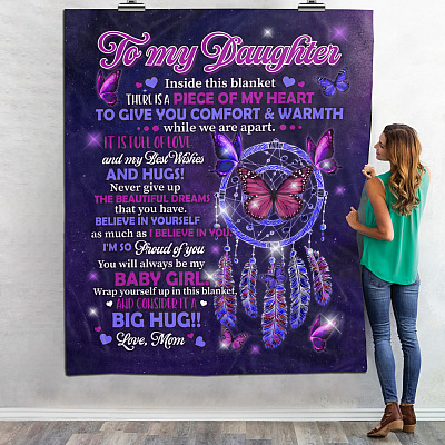 Alternative view of To My Daughter Believe in Yourself as I Believe in You Fleece Blanket - Sherpa Blanket - Woven Blanket