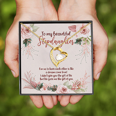Alternative view of To My Beautiful Stepdaughter For Us To Have Each Other Is Like A Dream Come True Forever Love Heart Necklace