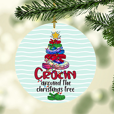 Crocin Around the Christmas Tree Decorative Christmas Ornament - Holiday Flat Circle Ornament