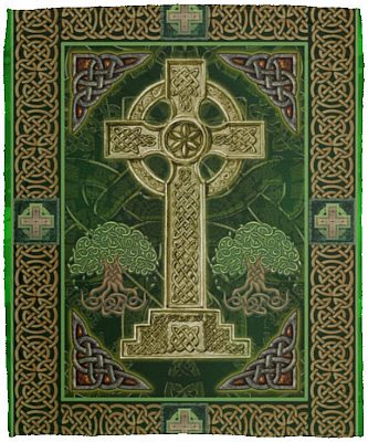 Green Irish Celtics Cross Mink Blanket, White, Cozy Plush Fleece Blanket - 50x60